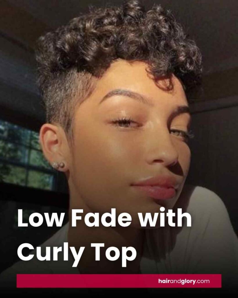 Low Fade with Curly Top